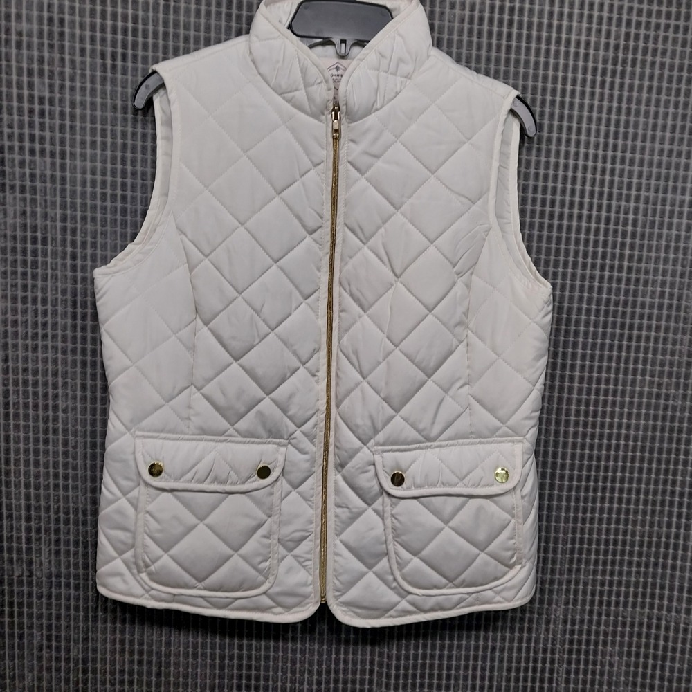 St Johns Bay Women‎ Vest Quilted Puffer Zip Up L White